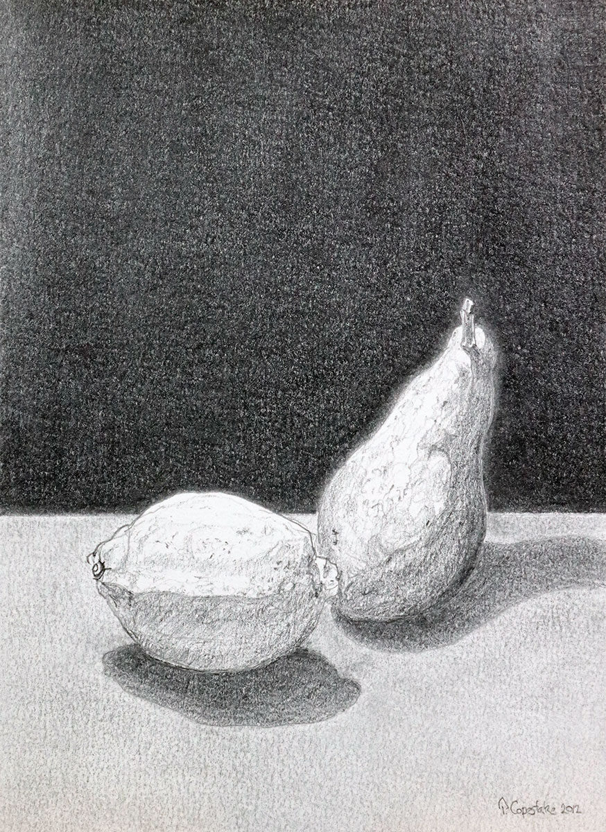 Still life – lemon and pear 2012