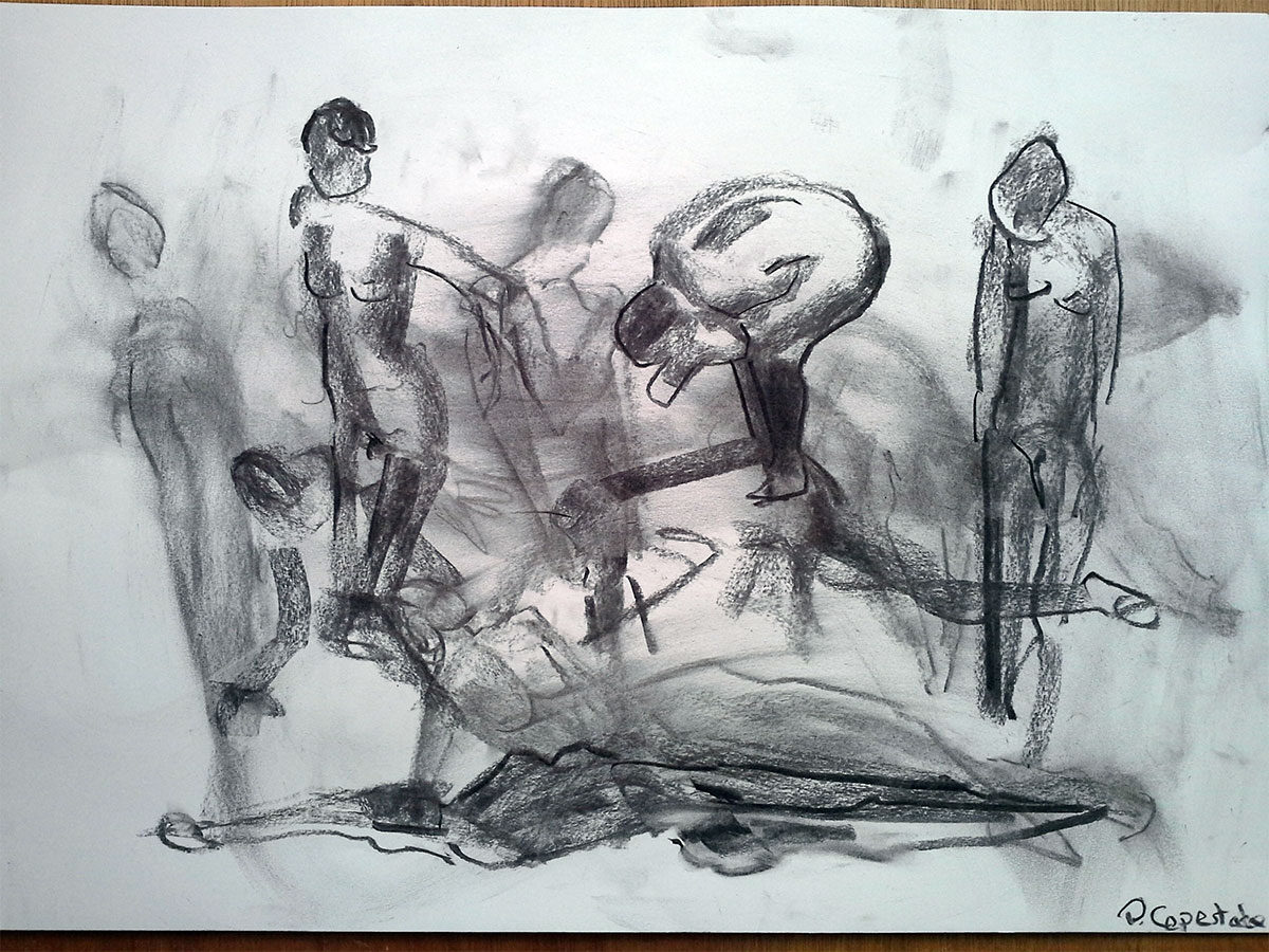 Life drawing – movement in charcoal 2023