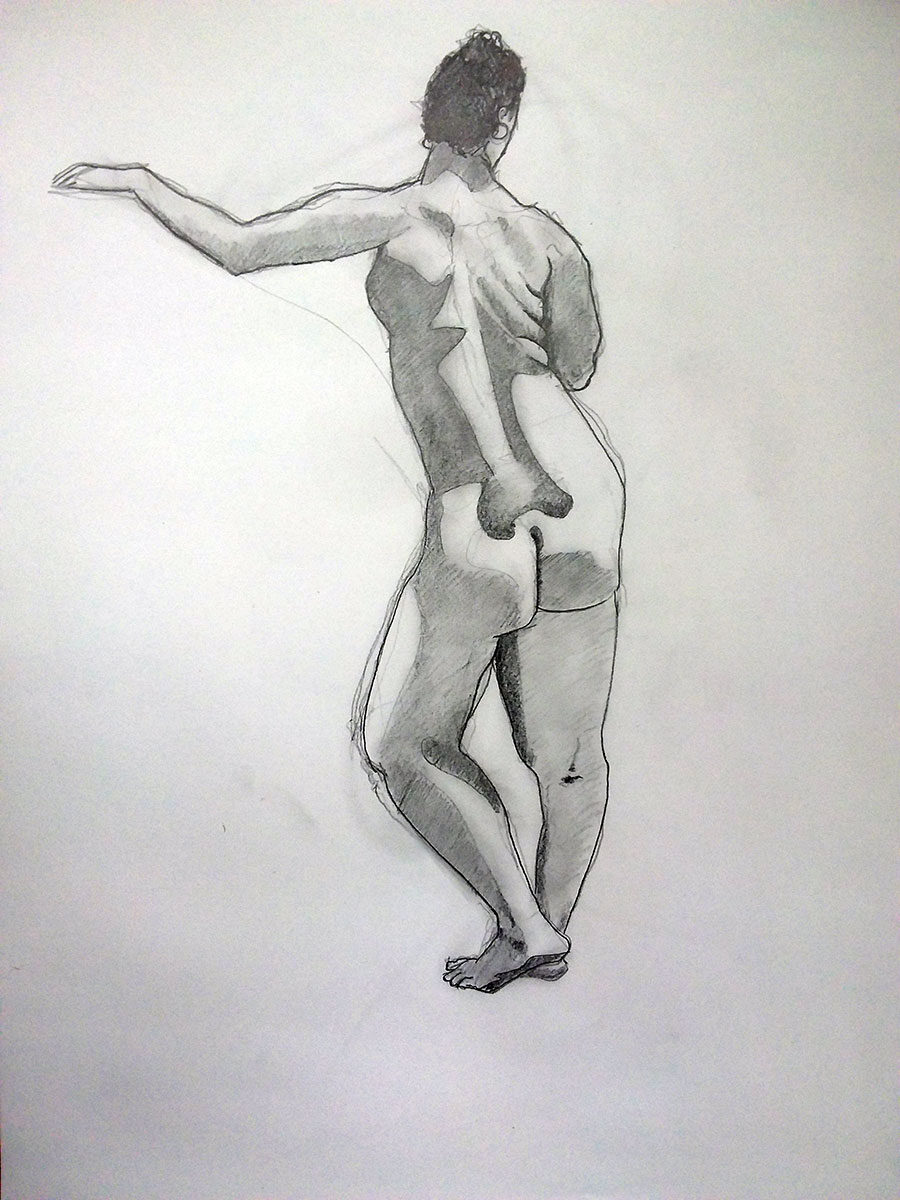 Standing female nude – pencil drawing 2023